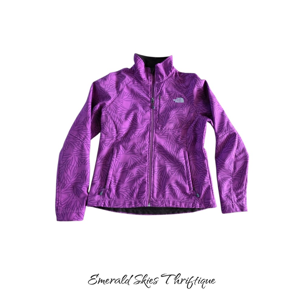 North Face Womens Apex Bionic Jacket Sz L Purple Full Zip Softshell free ship